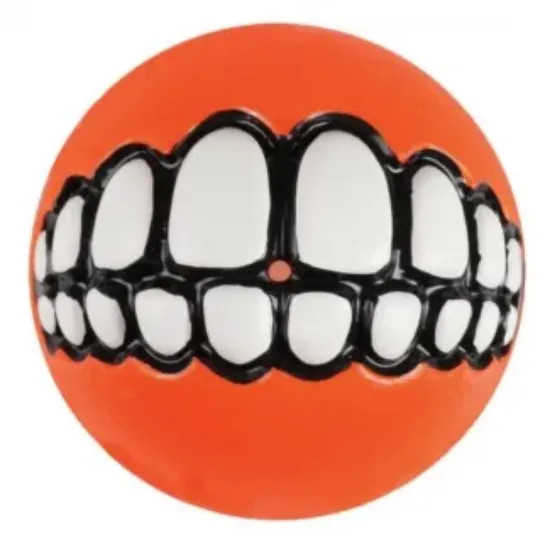Снимка на Rogz Grinz Ball L- Кучешка играчка гумена топка с отвор за лакомства 7.8 см. оранжев