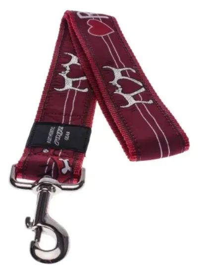 Снимка на Rogz Red Hearts XXL - Повод за кучета , 40мм / 50 см. черен със сърца