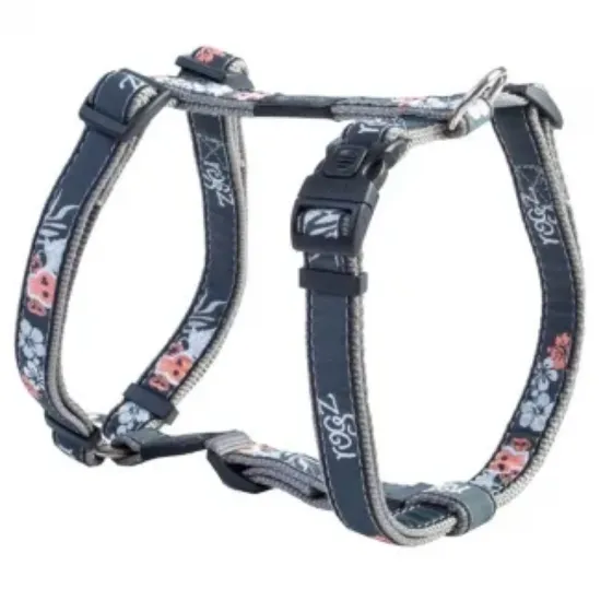 Снимка на Rogz Fancy Dress Harness Large - Нагръдник за кучета, вратна обиколка от 29 до 64 см и гръдна от 45 до 75 см. черен с цветя