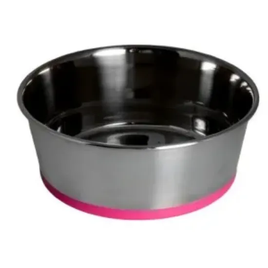 Снимка на Rogz Slurp Stainless Steel Bowl for Dog XXL -Купа за вода и храна ,за кучета oт неръждаема стомана 3700 мл. розово дъно