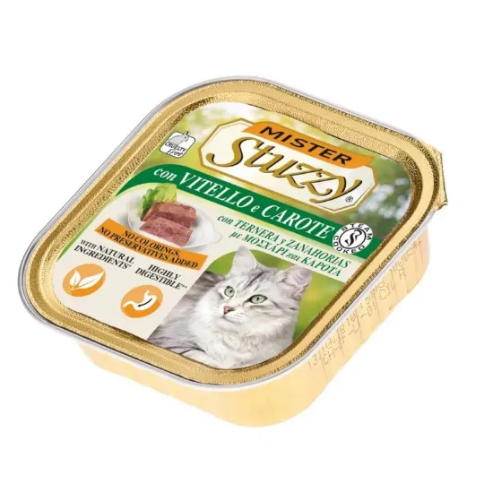 Снимка на Mister Stuzzy Cat With Veal And Carrots - Пастет за израснали котки с говеждо и моркови, 7 броя х 100 гр.