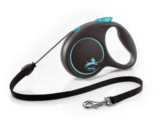 Снимка на Flexi Black Design S - Автоматичен повод за кучета 5м въже, до 12кг, син