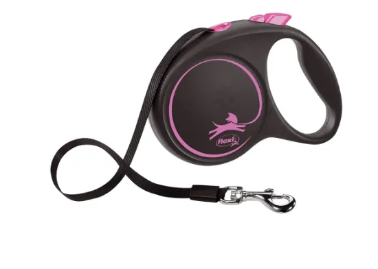 Снимка на Flexi Black Design М - Автоматичен повод за кучета 5м лента, до 25кг, розов