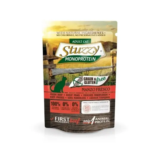 Снимка на Stuzzy Monoprotein Grain&Gluten Free Fresh Beef - Пауч за израснали котки с говеждо, 5 броя х 85 гр.