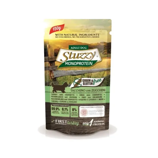 Снимка на Stuzzy Monoprotein Grain&Gluten Free Turkey With Courgette - Пауч за израснали кучета с пуйка и тиквички, 4 броя х 150 гр.