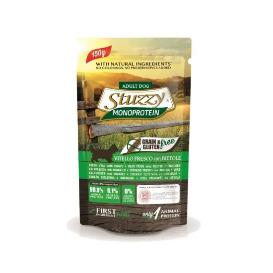 Снимка на Stuzzy Monoprotein Grain&Gluten Free Fresh Veal With Chard - Пауч за израснали кучета с телешко и цвекло, 4 броя х 150 гр.