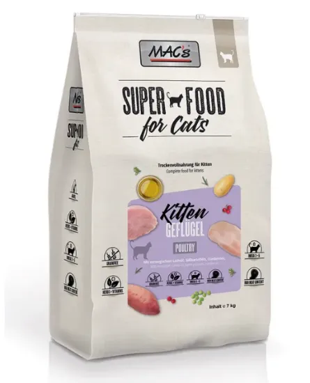 Снимка на Mac’s KITTEN Poultry & Shrimps - Пълноценна суха храна за подрастващи котенца с пилешко и скариди 7 кг.