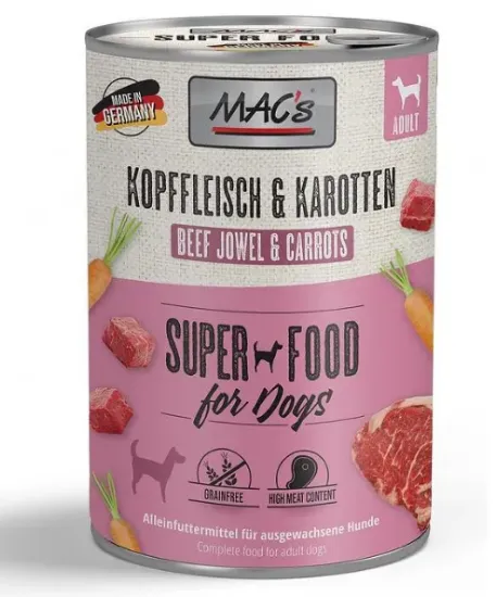 Снимка на Mac's dog beef and carrot - Пълноценна консервирана храна за кучета с говеждо месо и моркови, 2 броя х 800 гр.