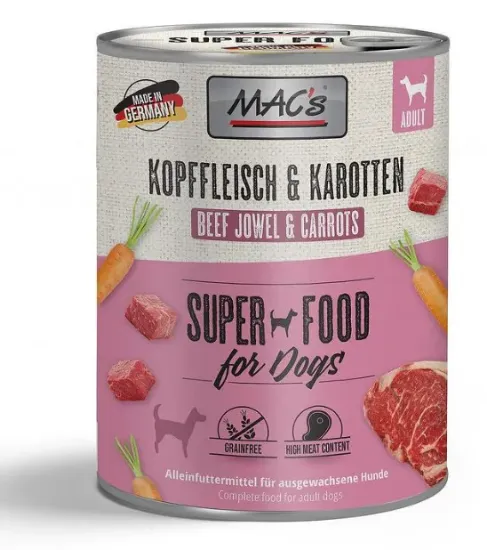 Снимка на Mac's dog beef and carrot - Пълноценна консервирана храна за кучета с говеждо месо и моркови