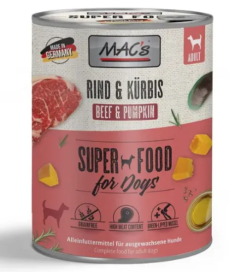 Снимка на Mac's dog Beef and pumpkin - Пълноценна консервирана храна за кучета с говеждо месо и тиква