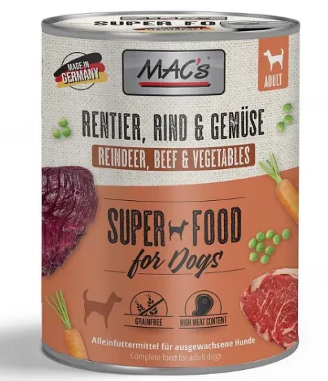 Снимка на Mac's Dog Adult консерва с говеждо, северен елен и зеленчуци за кучета