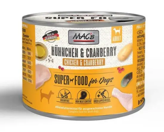 Снимка на Mac's Dog Adult Chicken - Пълноценна консервирана храна за израснали кучета,без зърно, с пилешко месо и боровинка
