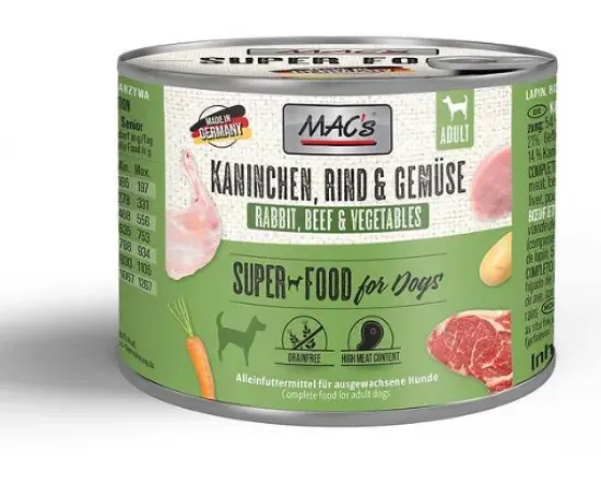 Снимка на Mac's Dog Adult Rabbit - Пълноценна консервирана храна за израснали кучета , без зърно , с заешко и зеленчуци