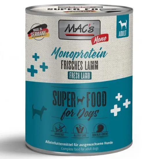 Снимка на Mac's Dog Sensitive Lamb and carrot - Пълноценна консервирана храна за кучета с чувствителен стомах, без зърно ,с агнешко и моркови, 2 броя х 400 гр.