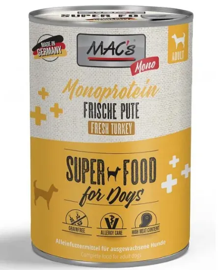 Снимка на Mac's Dog Sensitive Turkey - Пълноценна консервирана храна за кучета с чувствителен стомах , без зърно , с пуешко месо и моркови