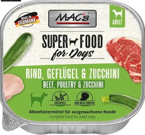 Снимка на Mac’s Dog Beef, Poultry & Courgette - Премиум пастет за кучета с говеждо, птиче месо и тиквички