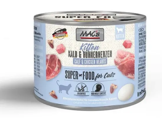 Снимка на Mac's Cat Beef and chicken hearts - Премиум консервирана храна за котки с говеждо месо и пилешки сърца