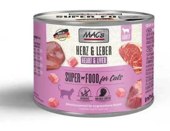 Снимка на Mac’s Cat Hearts and liver - Премиум консервирана храна за котки с говежди сърца и дробчета,