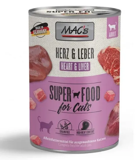 Снимка на Mac’s Cat Hearts and liver - Премиум консервирана храна за котки с говежди сърца и дробчета,