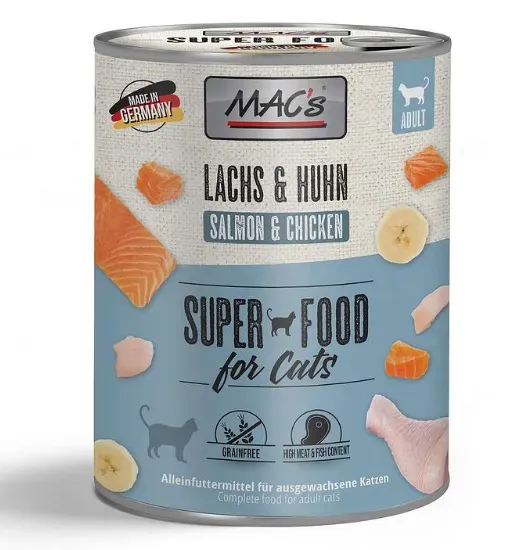 Снимка на Mac’s Cat Salmon and Chicken - Премиум консервирана храна за котки със сьомга, пиле и банан,