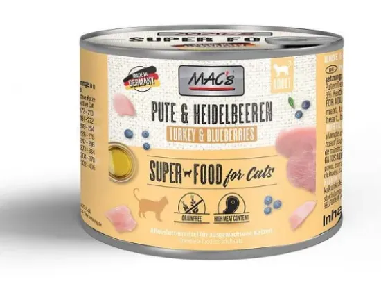 Снимка на Mac’s Cat Beef and Turkey - Премиум консервирана храна за котки с пуешко, говеждо месо и горски боровинки,