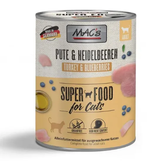 Снимка на Mac’s Cat Beef and Turkey - Премиум консервирана храна за котки с пуешко, говеждо месо и горски боровинки,