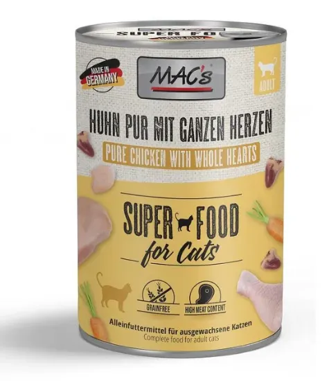 Снимка на Mac’s Cat Chicken Hearts Pure - Премиум консервирана храна за котки с цели пилешки сърца и пилешко месо,