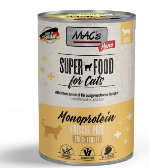 Снимка на Mac’s Cat Turkey and carrot - Премиум консервирана храна за котки с чувствителен стомах, без зърно , с пуешко месо и моркови