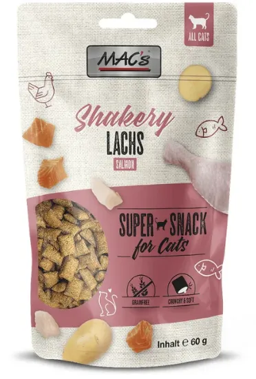 Снимка на Mac's Cat Adult Shakery Salmon лакомство с пилешко, сьомга и говеждо за израснали котки 60 гр
