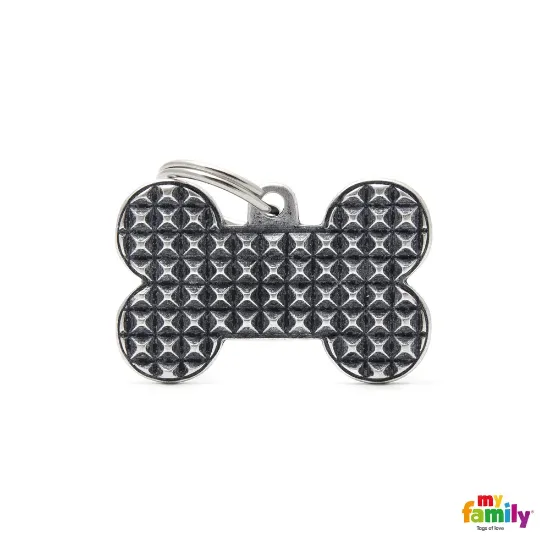 Снимка на My Family Bronx Dog Tag Big Bone - Ръчно изработен медальон кокал - адресник за кучета 2.5 см. / 3.8 см. - сребърен