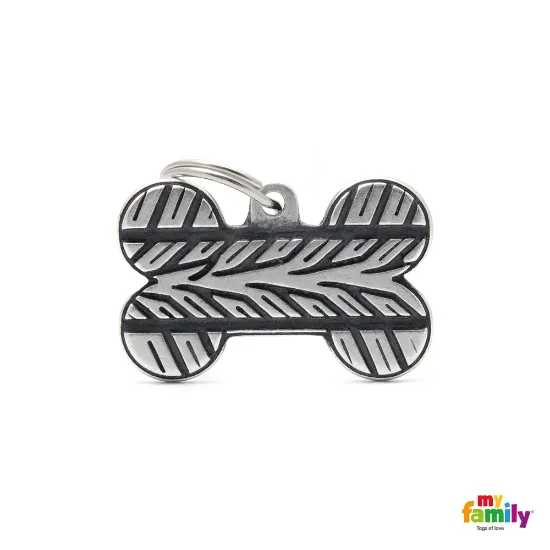 Снимка на My Family Bronx Dog Tag Big Bone Pneumatic - Ръчно изработен медальон кокал - адресник за кучета 2.5 см. / 3.8 см.