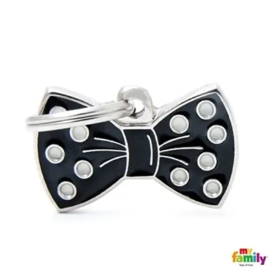 Снимка на My Family Dog Tag Black Tie- Ръчно изработен медальон , папийонка - адресник за кучета 1.90 см. / 3.00 см.