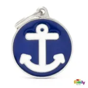 Снимка на My Family Dog Tag Anchor - Ръчно изработен медальон , котва- адресник за кучета 3.93 см. /3.17 см. син 1