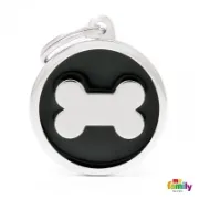 Снимка на My Family Dog Tag Black Bone - Ръчно изработен медальон , кокал- адресник за кучета 3.93 см. /3.17 см. черен 1