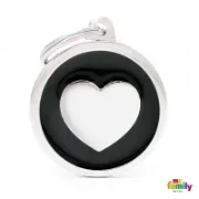 Снимка на My Family Dog Tag Heart - Ръчно изработен медальон , със сърце- адресник за кучета 3.93 см. /3.17 см. черен 1