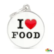 Снимка на My Family Dog Tag - Ръчно изработен медальон , с надпис I Love Food - адресник за кучета 3.93 см. /3.17 см. 1