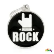 Снимка на My Family Dog Tag - Ръчно изработен медальон , с надпис Rock - адресник за кучета 3.93 см. /3.17 см. 1