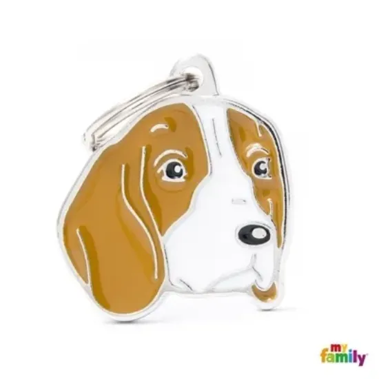 Снимка на My Family Dog Tag - Ръчно изработен адресник , Beagle Dog за кучета 2.8 см/ 2.7 см.