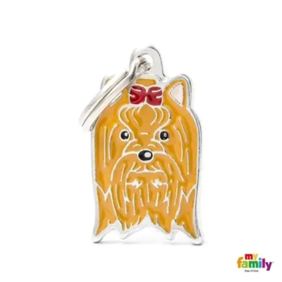Снимка на My Family Dog Tag - Ръчно изработен адресник , Yorkshire Dog за кучета 2.9 см/ 2.0 см.
