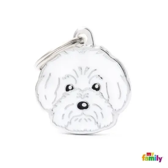 Снимка на My Family Dog Tag - Ръчно изработен адресник , Bolognese Dog за кучета 2.8 см/ 2.5 см.