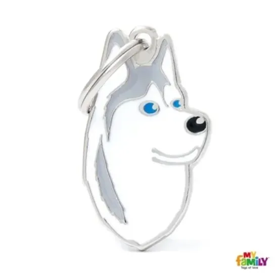 Снимка на My Family Dog Tag - Ръчно изработен адресник , Siberian Husky Dog за кучета 2.2 см/ 3.7 см.