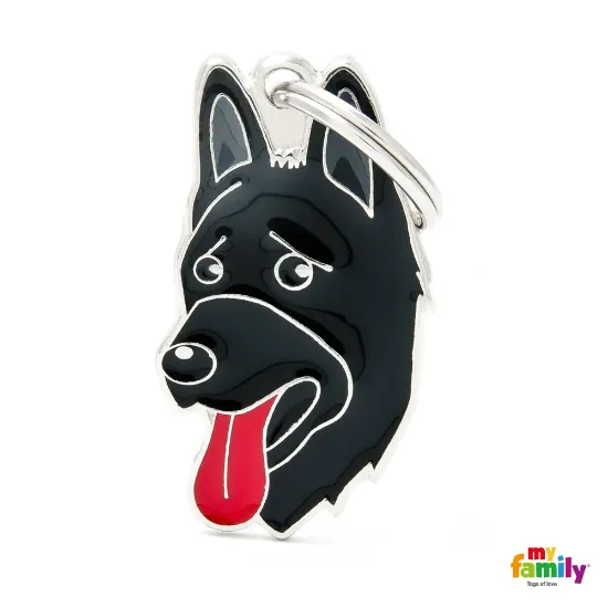 Снимка на My Family Dog Tag - Ръчно изработен адресник , German Shepherd Dog за кучета 3.8 см/ 2.2 см.- черен