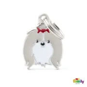 Снимка на My Family Dog Tag - Ръчно изработен адресник , Shin Tzu Dog за кучета 2.8 см/ 2.3 см. сив 1