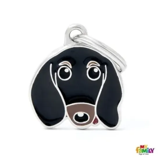 Снимка на My Family Dog Tag - Ръчно изработен адресник , Dachshund Dog за кучета 2.5 см/ 2.3 см.