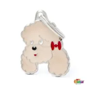 Снимка на My Family Dog Tag - Ръчно изработен адресник , Poodle Dog за кучета 2.5 см/ 2.3 см. оранжев 1