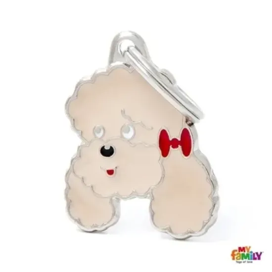 Снимка на My Family Dog Tag - Ръчно изработен адресник , Poodle Dog за кучета 2.5 см/ 2.3 см. оранжев