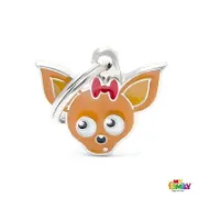 Снимка на My Family Dog Tag - Ръчно изработен адресник , Chihuahua Dog за кучета 2.5 см/ 2.2 см. кафяв 1