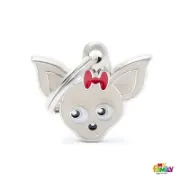 Снимка на My Family Dog Tag - Ръчно изработен адресник , Chihuahua Dog за кучета 2.5 см/ 2.2 см. кремаво 1