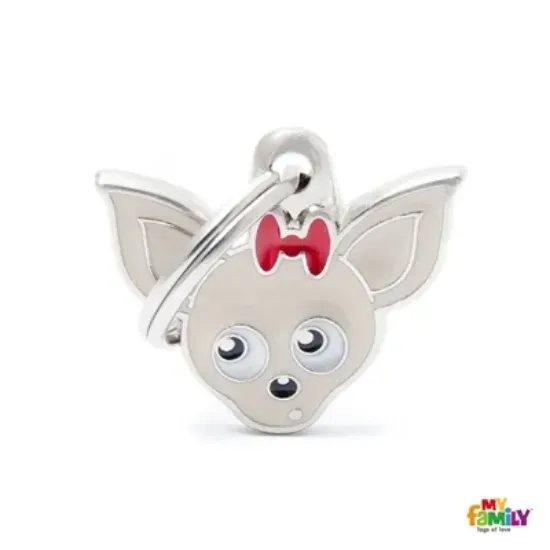 Снимка на My Family Dog Tag - Ръчно изработен адресник , Chihuahua Dog за кучета 2.5 см/ 2.2 см. кремаво