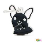 Снимка на My Family Dog Tag - Ръчно изработен адресник , Black French BullDog за кучета 2.7 см/ 2.3 см. черен 1